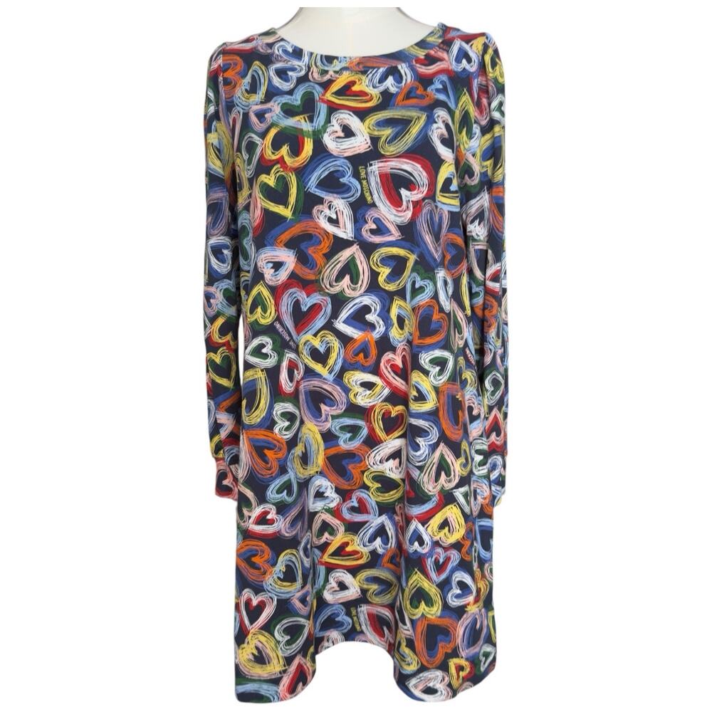 Love Moschino Neon Hearts Cotton Long Sleeves Tee Shirt Dress Size 6